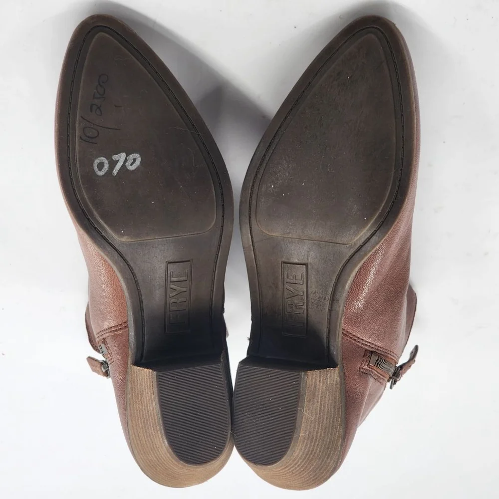 FRYE Judith Double Zip Brown Leather‎ Ankle Boots & Booties Size 8